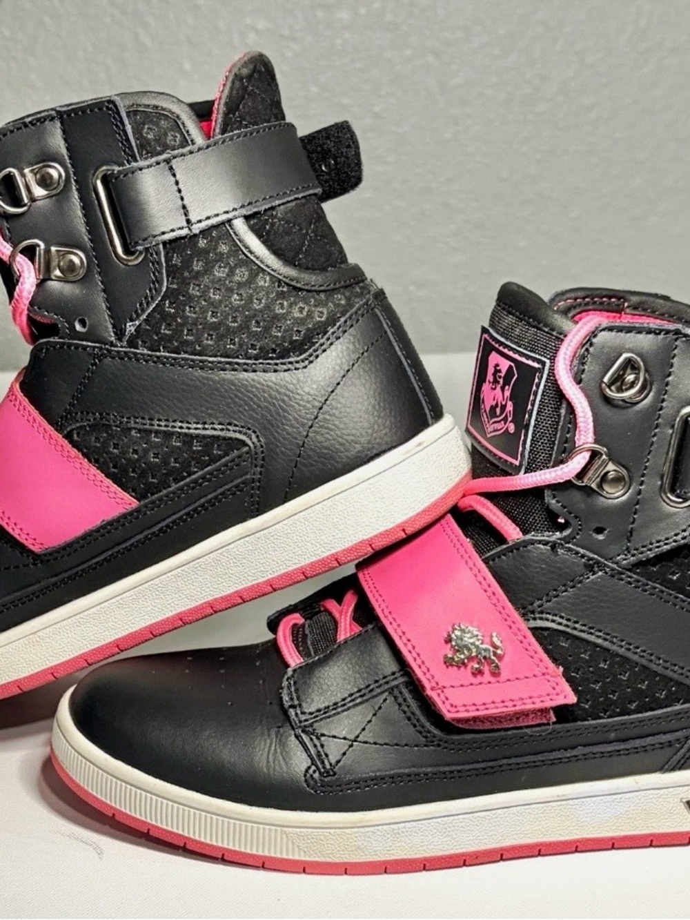 Women’s Black and Pink High-Top Athletic Sneakers